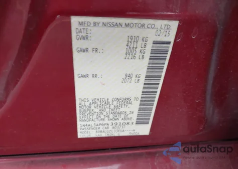 2015 Nissan Altima 2.5 S from USA, damaged, VIN 1N4AL3AP6FN391083